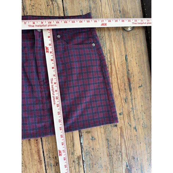 American‎ Eagle Womens Red High rise Mini Skirt 6 polyester button zipper plaid - Picture 7 of 7